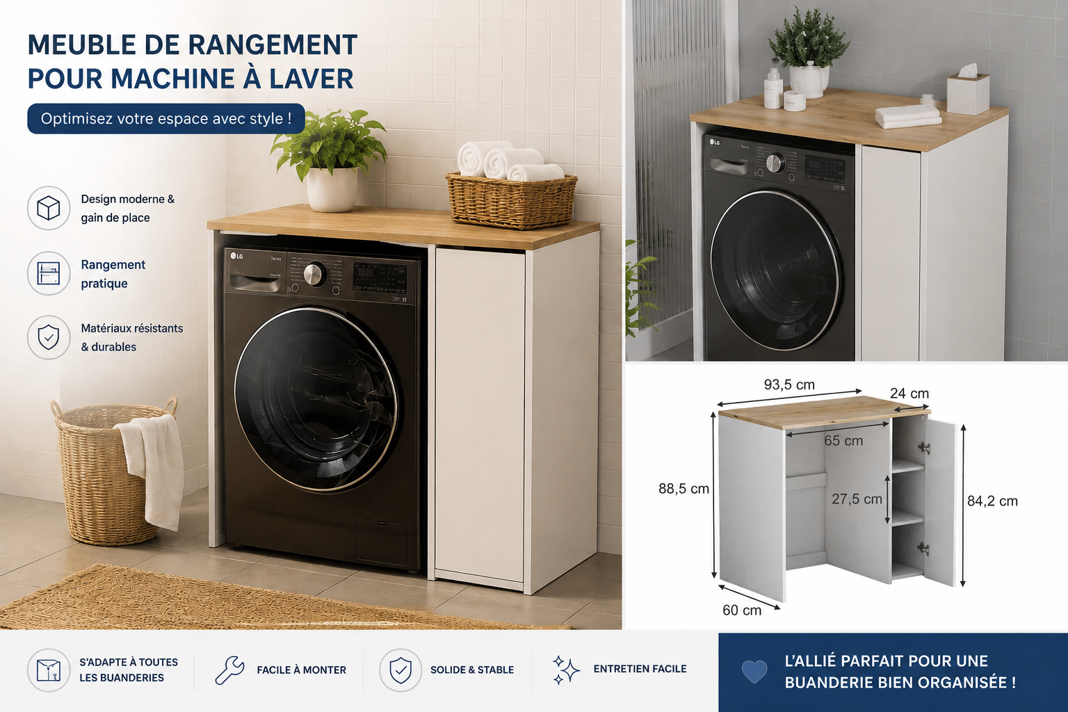 Meuble de rangement pour machie a laver